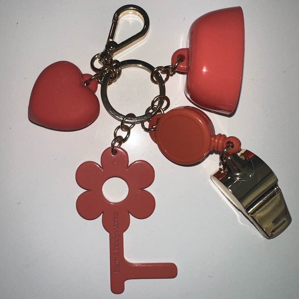 Coral Bath and Body Works Keychain Set with Whistle and Light